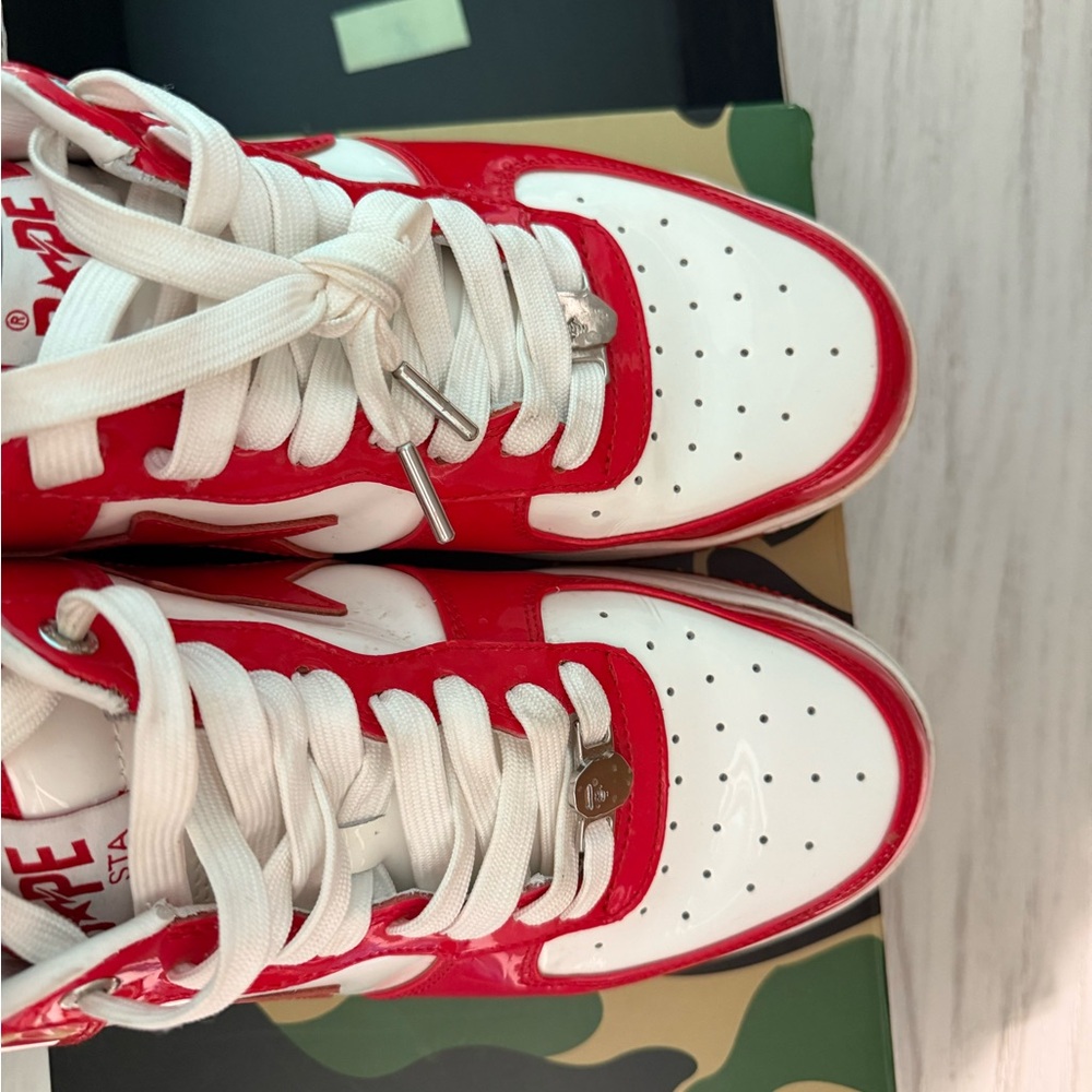 BAPE Bapesta Low Red/White Sneakers– Size 12 – Deadstock (2023) - Picture 2 of 6